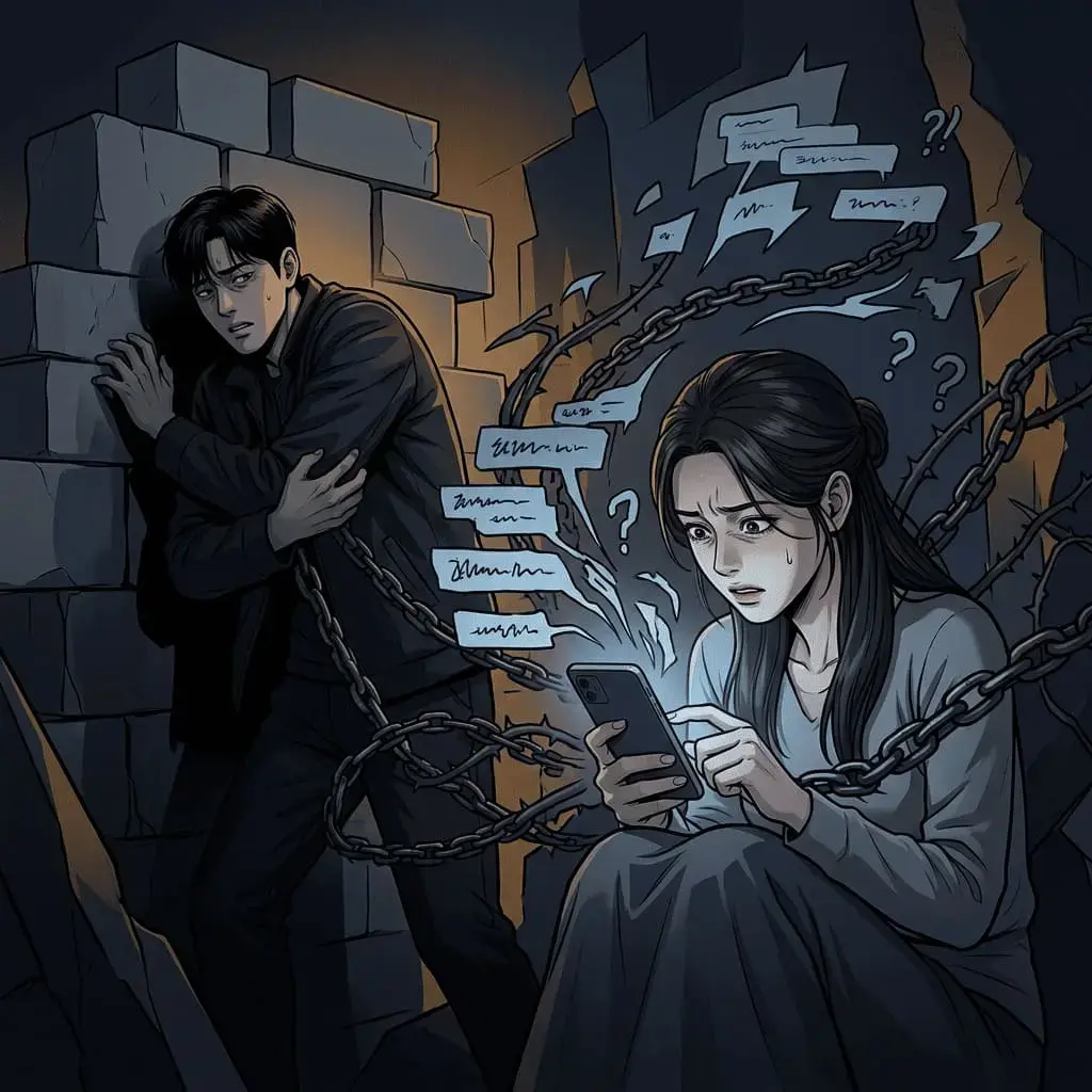 남자가 혼자만의 시간을 가진 뒤 다시 다가오는 과정과 관계를 지키는 재연결 규칙을 설명하는 장면