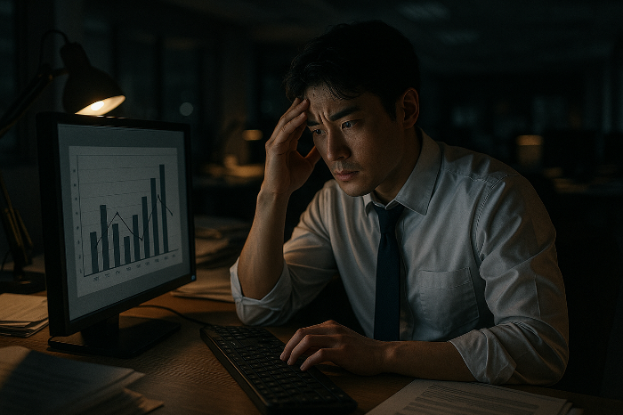 업무 성과를 점검하는 MZ 직장인의 손