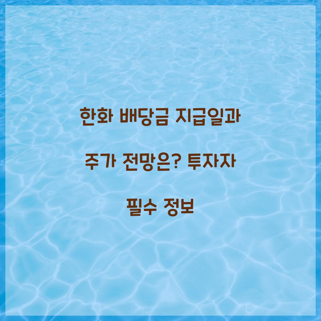 한화 배당금 지급일
