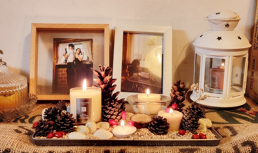 완성된 크리스마스 촛불장식