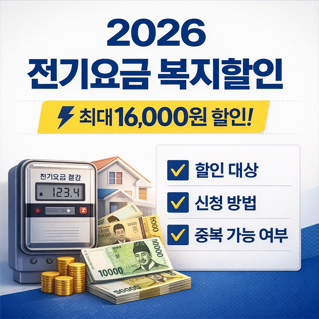 2026 전기요금 복지할인 신청 방법 및 할인금액 총정리(한전 전기요금 할일 대상자 확인하세요)