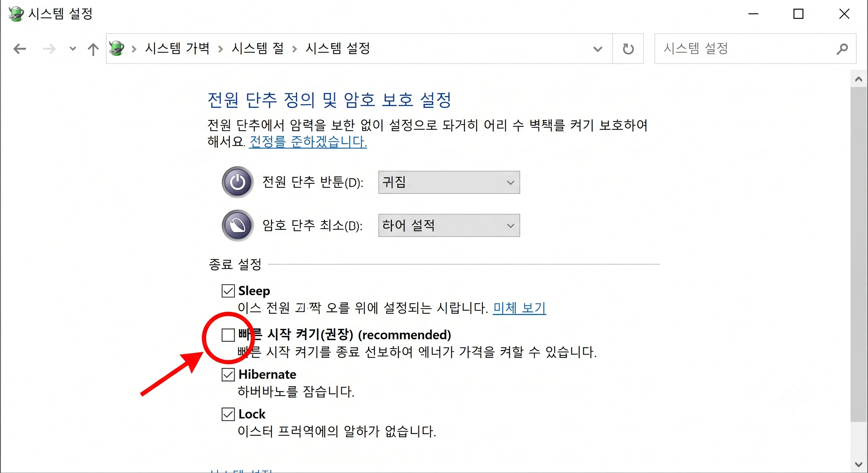 윈도우 11 전원 옵션 빠른 시작 켜기 끄기 부팅 검은화면 해결)