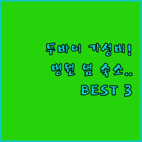 병원 접근성 좋은 두바이 가성비 숙소..