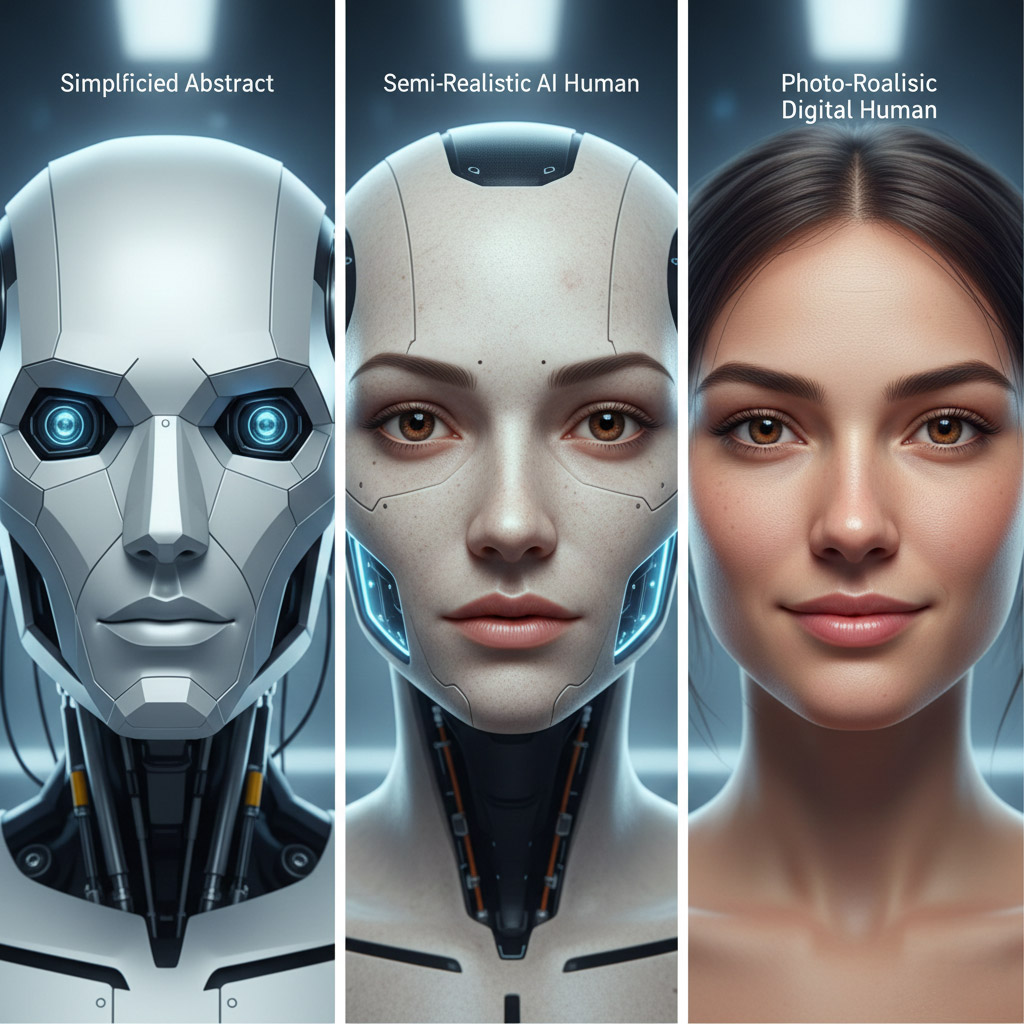 휴머노이드 얼굴의 인간 닮음 단계 설계