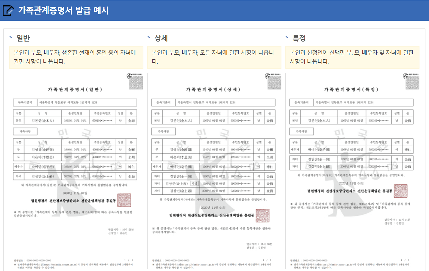 가족관계증명서 인터넷 발급 PDF