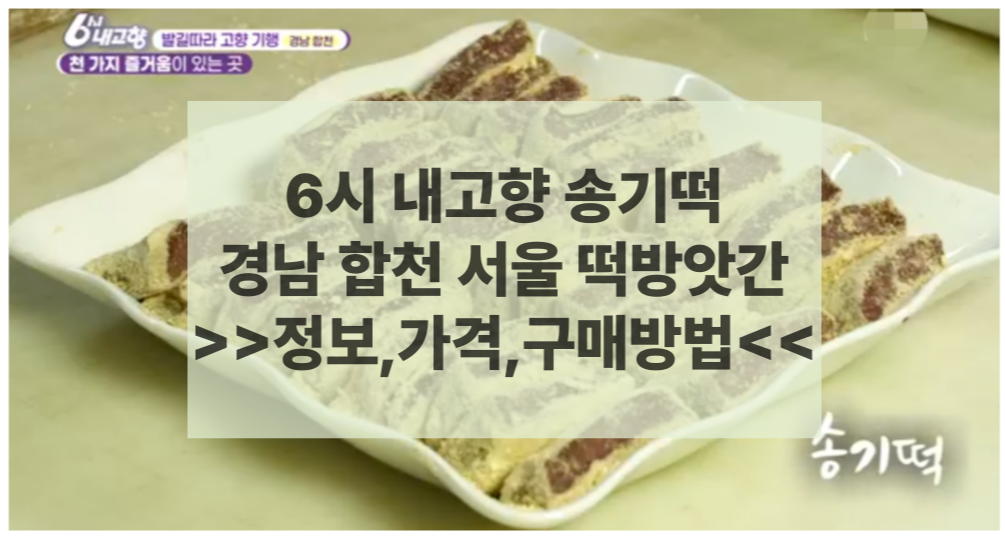 6시내고향k맛집, 경남 합천 '서울 떡방앗간' 송기떡 정보, 가격
6시내고향k맛집, 경남 합천 '서울 떡방앗간' 송기떡 정보, 가격