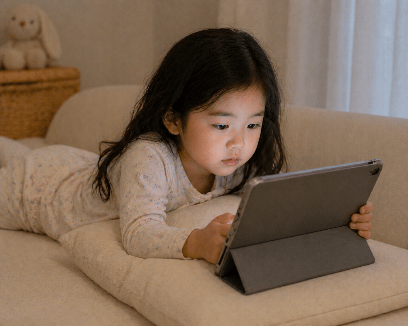 태블릿으로 영상으로 보는 아이