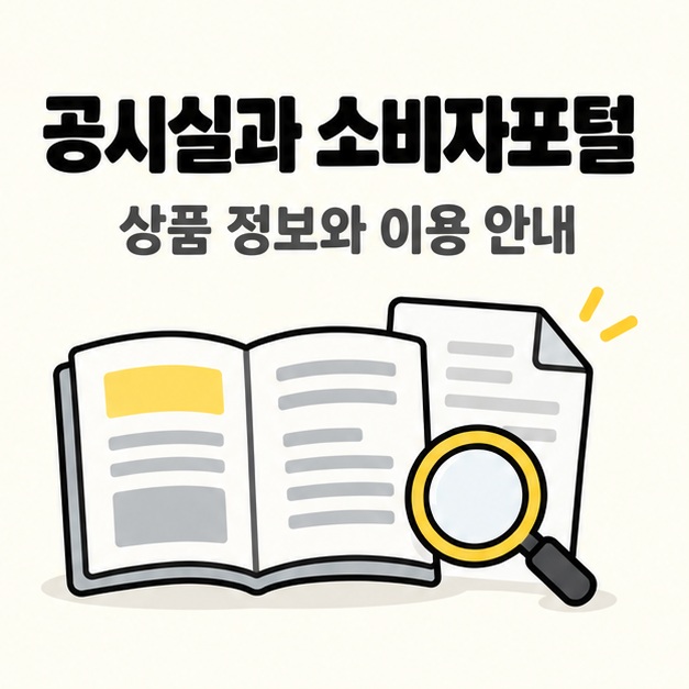 공시실과 소비자포털에서 상품 정보와 보험 이용 안내를 확인하는 자료 그림