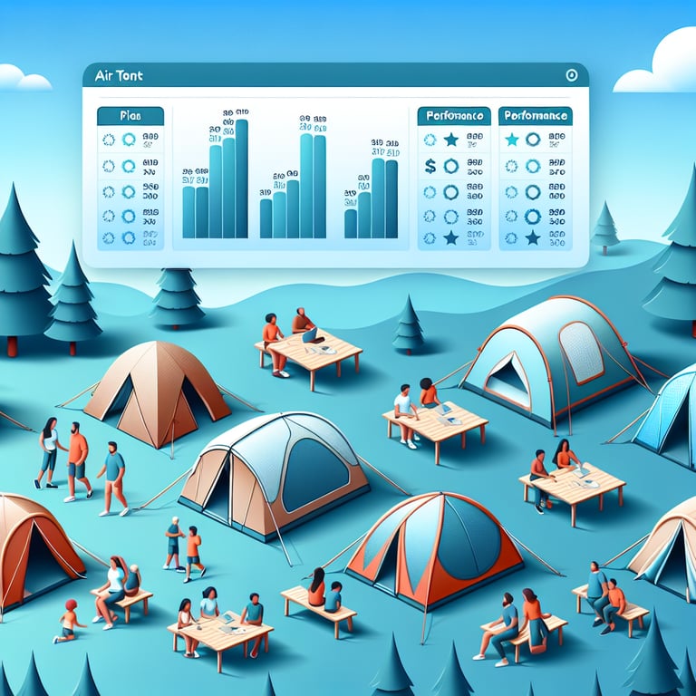 에어텐트 형태와 성능비교 그래프가 포함된 사진