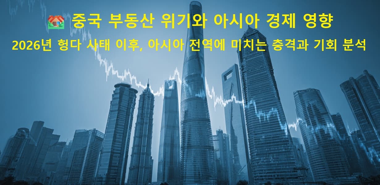 중국 부동산 위기와 아시아 경제 충격을 나타내는 대표 이미지