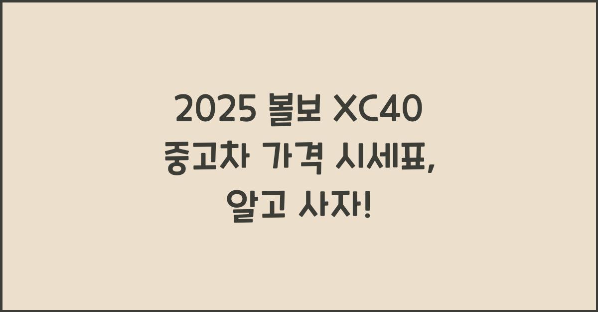 2025 볼보 XC40 중고차 가격 시세표