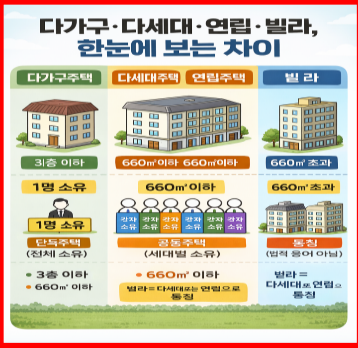 다가구, 다세대, 연립, 빌라의 차이와 구분