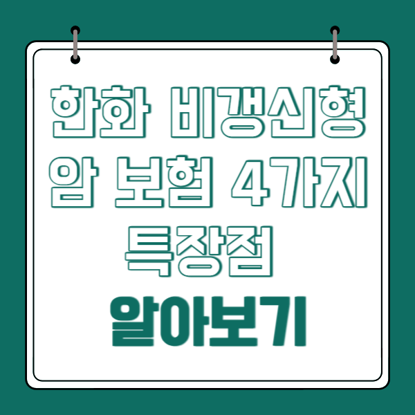 한화 비갱신형 암 보험 4가지 특장점 알아보기