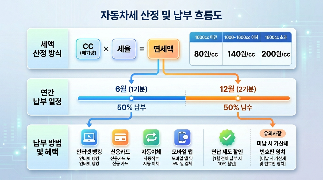 자동차세 산정 및 납부 흐름도