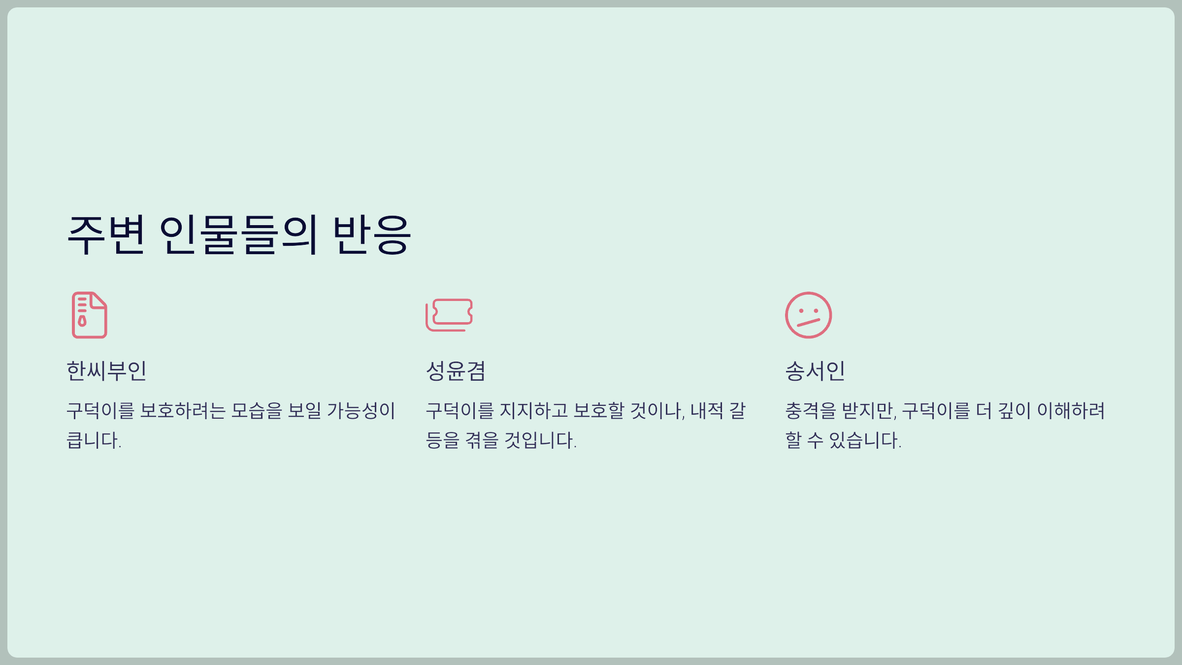 주변 인물들의 반응