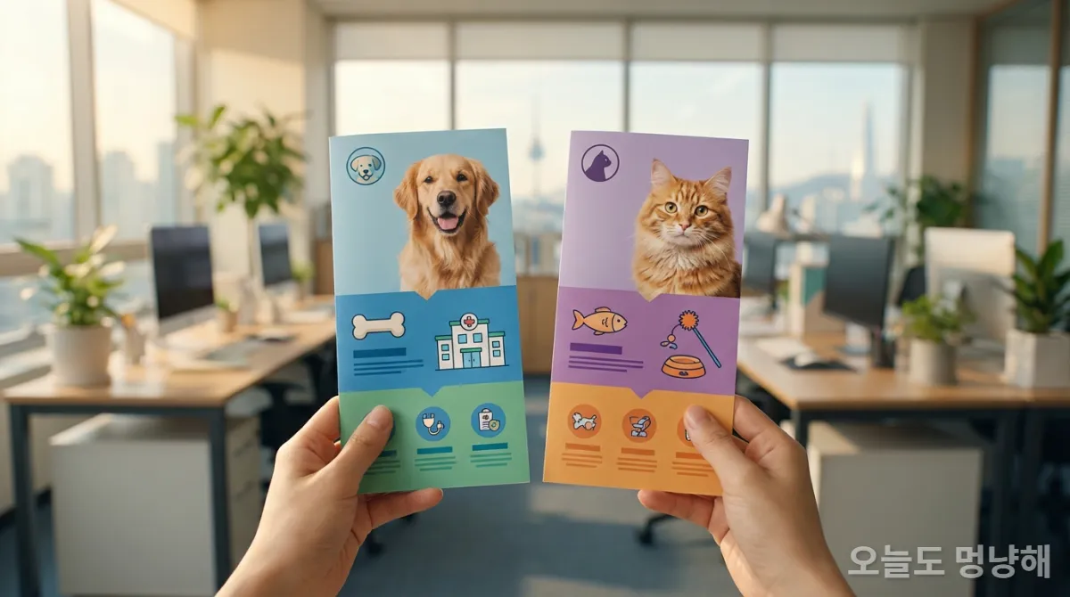 주요 펫보험 상품별 특징과 보장 내용을 비교하는 모습