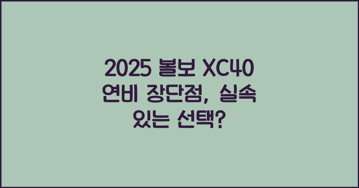 2025 볼보 XC40 연비 장단점