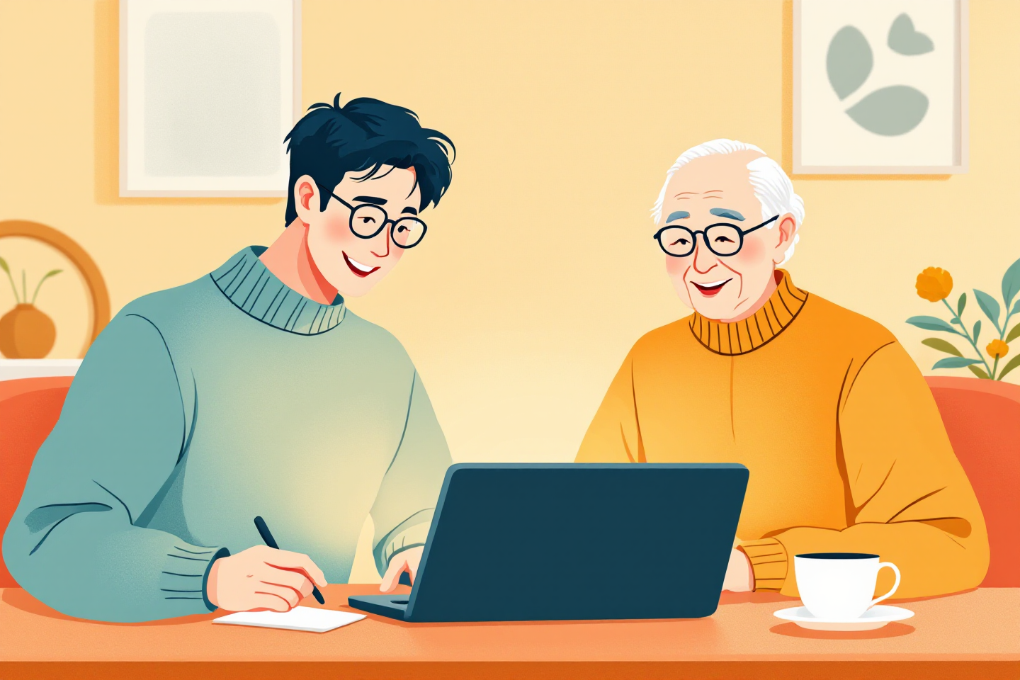 동사무소에서 안내받고 있는 기초연금 수급조건 대상자 노부부