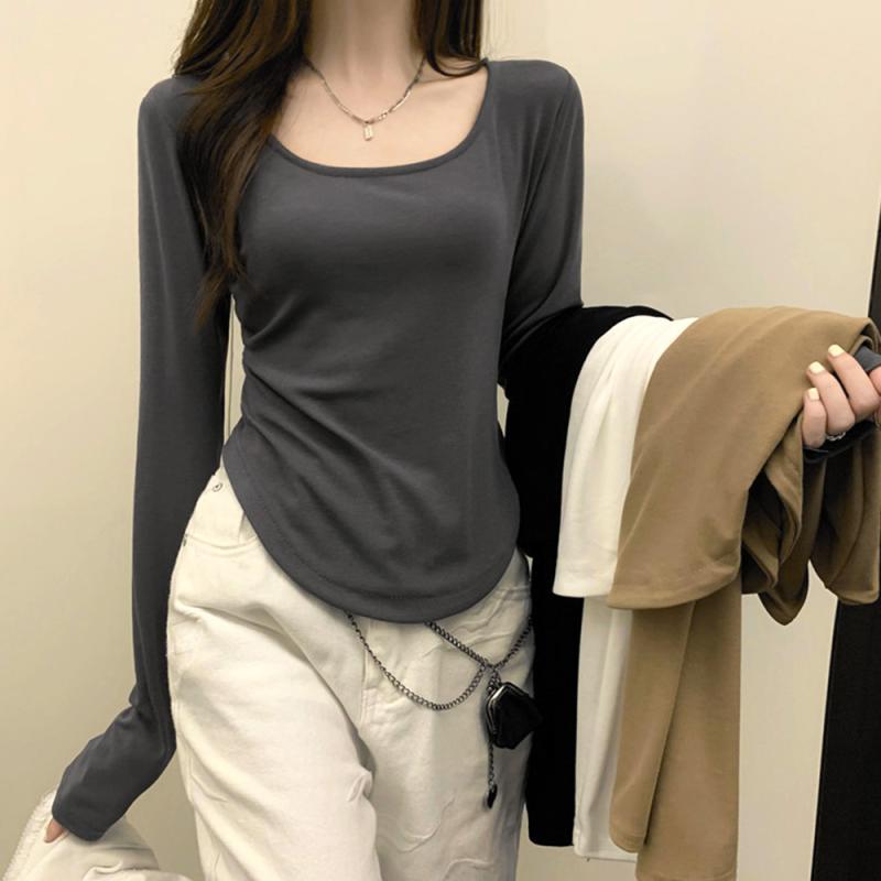 여성 긴팔티 이너 가을 흰티 롱티 라운드