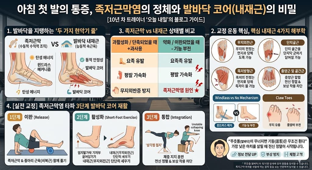 아침 첫 발의 통증, 족저근막염의 정체와 발바닥 코어(내재근)의 비밀