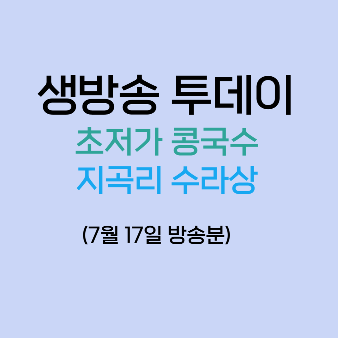 생방송 투데이 초저가 콩국수 지곡리 수라상