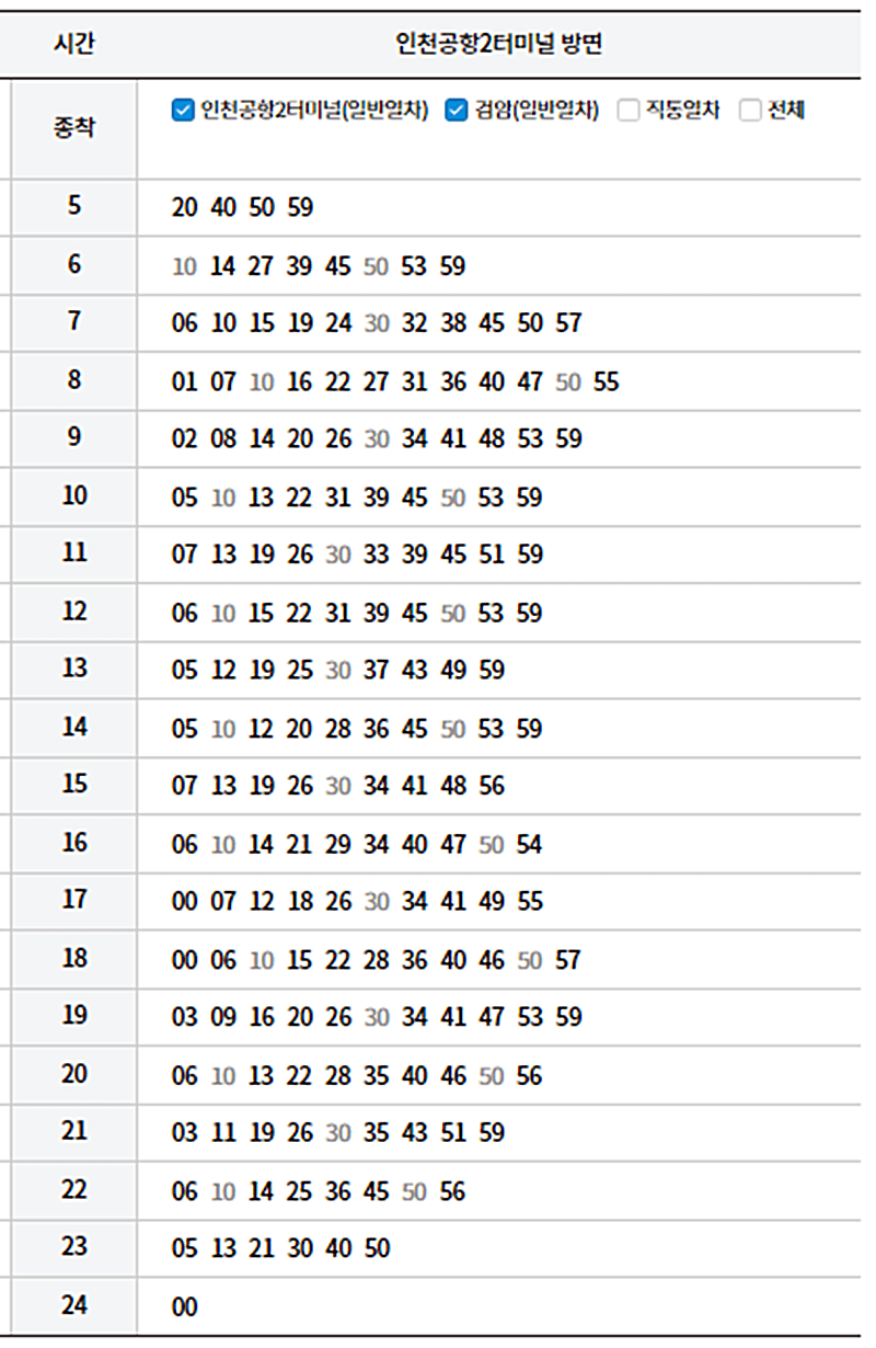 공항철도-서울역-인천공항행-일반열차-평일시간표-안내하는-그림