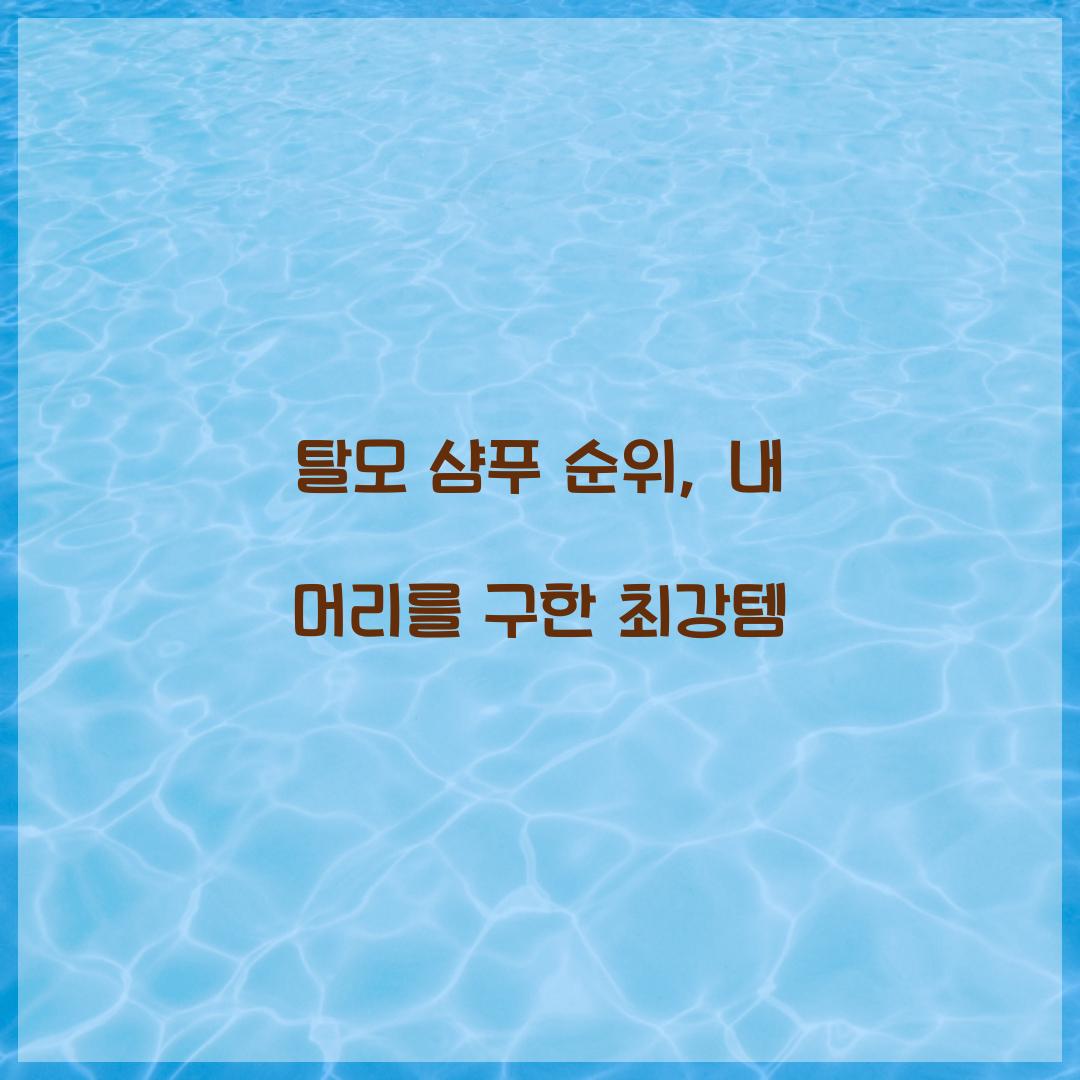 탈모 샴푸 순위
