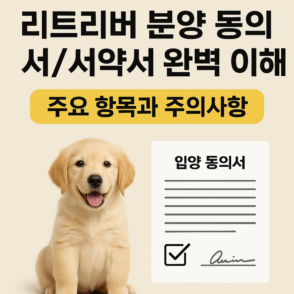 리트리버 분양 동의서/서약서 완벽 이해
