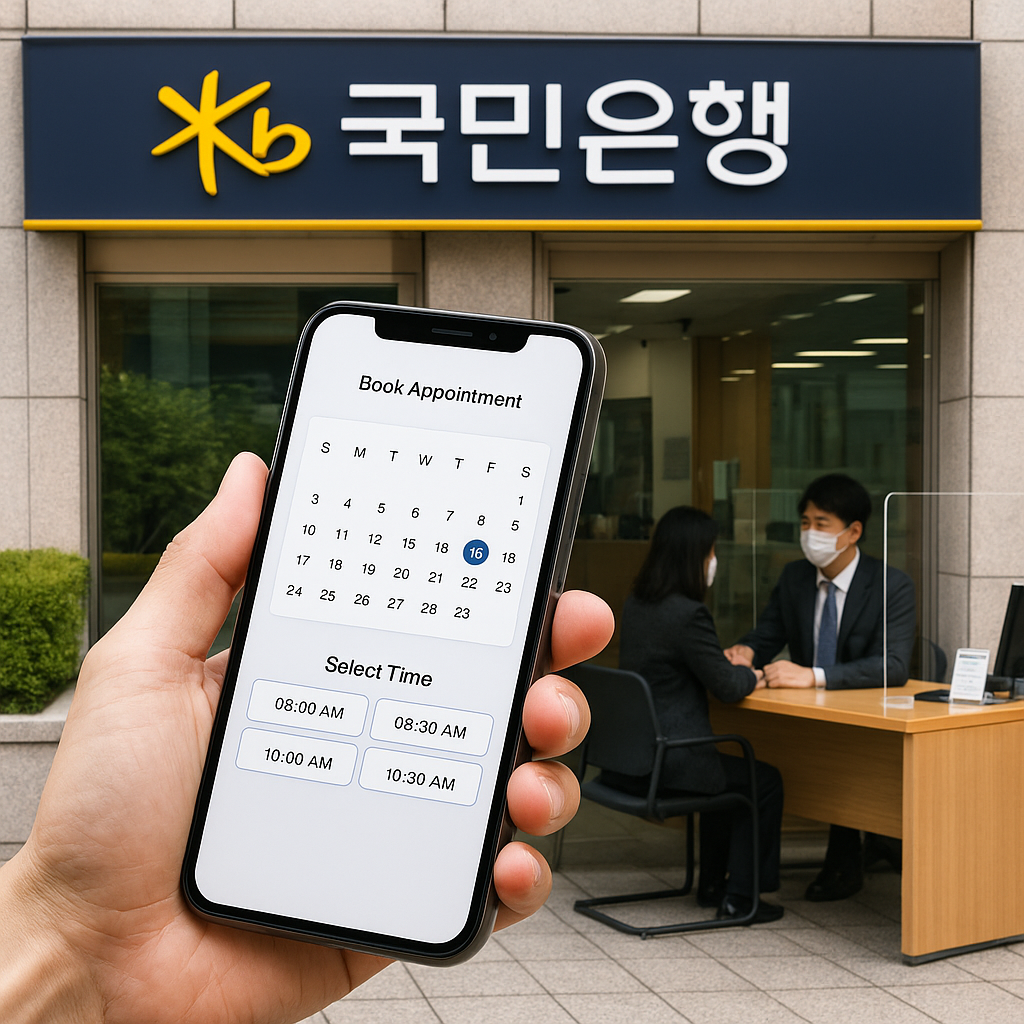 국민은행 개룡역 지점 예약하는 법 안내