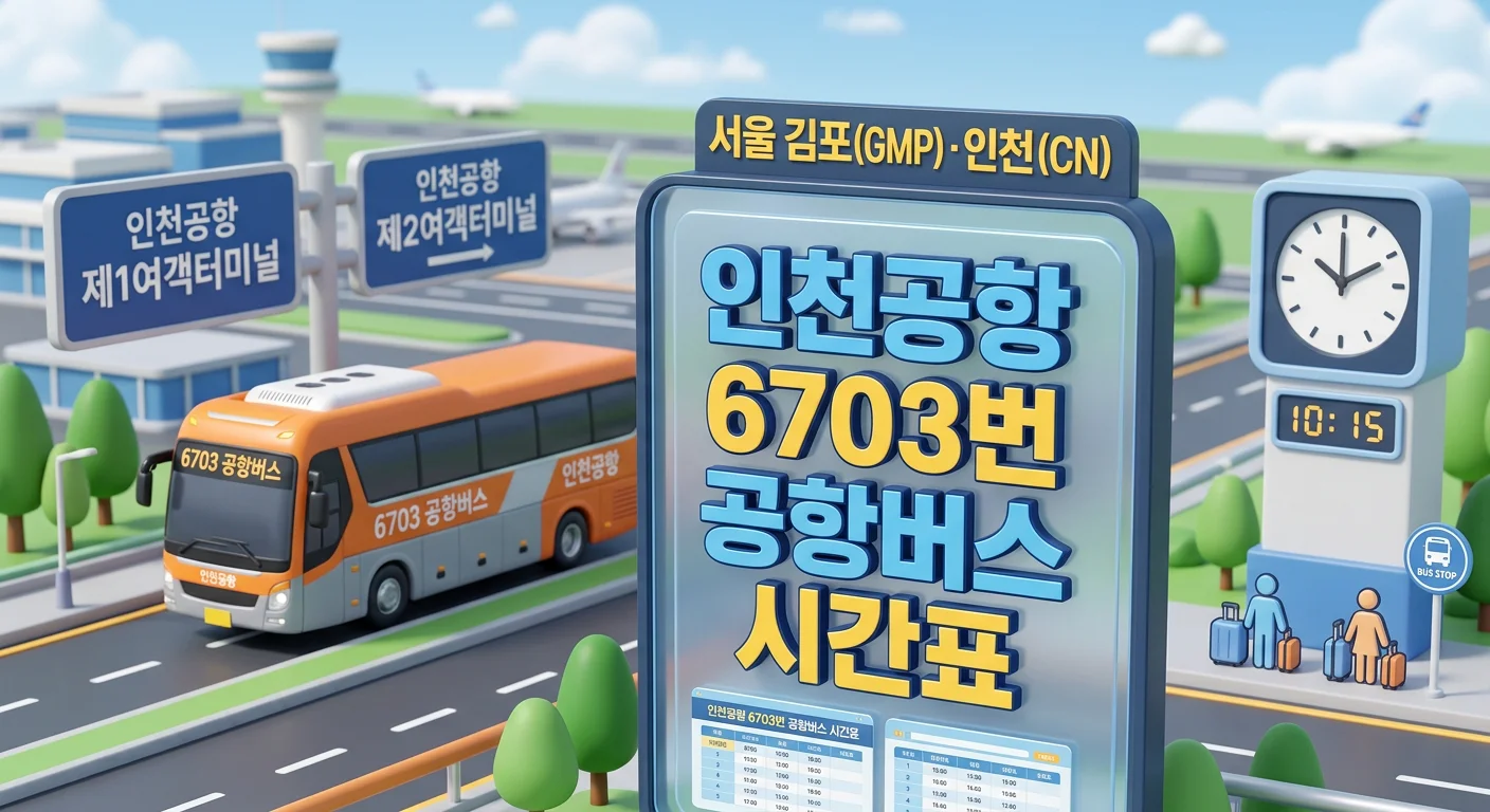 인천공항 6703번 공항버스 시간표와 요금 (동작&middot;서래마을&middot;강남 방면)
