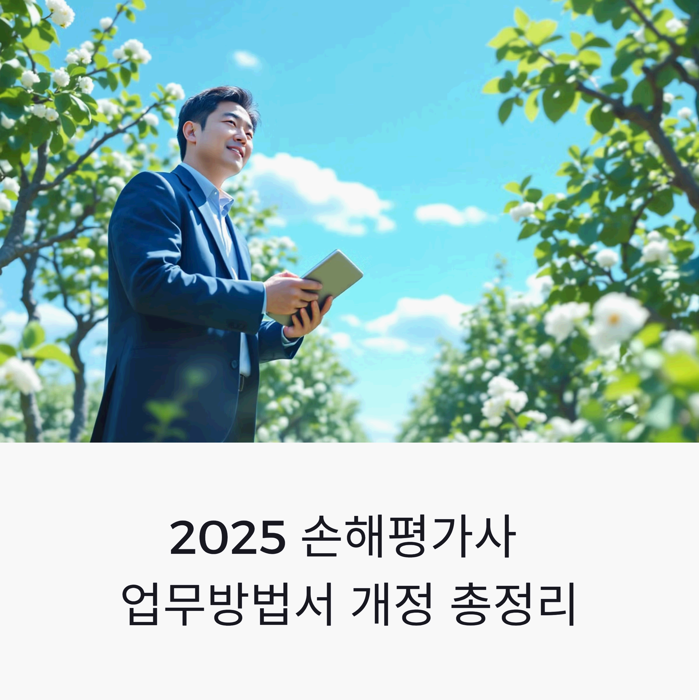 2025년 개정된 업무방법서를 태블릿으로 확인하는 전문 손해평가사