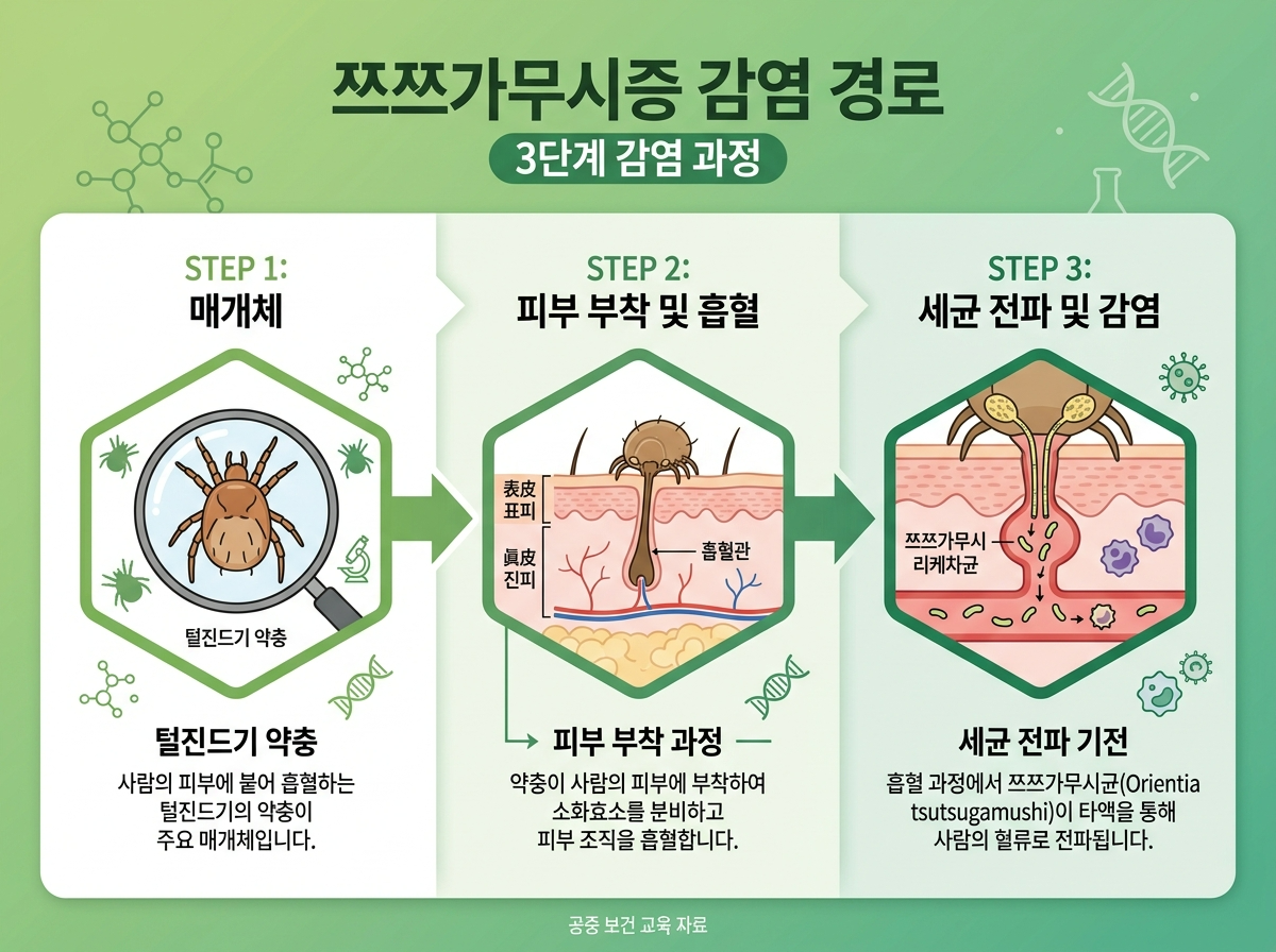 쯔쯔가무시병 감염 경로 털진드기 유충