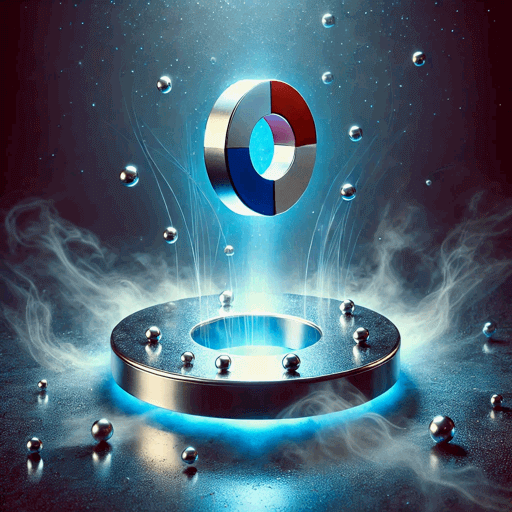 마이스너 효과로 인한 자기부상 현상 사진 – 초전도체 위에 떠 있는 자석