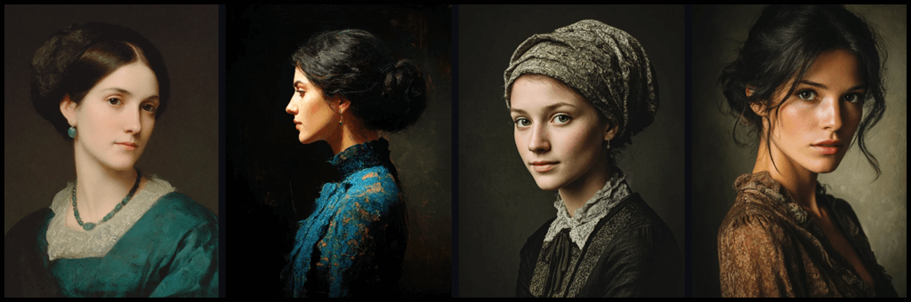 기본 키워드 우먼 포트레이트 예시 Midjourney