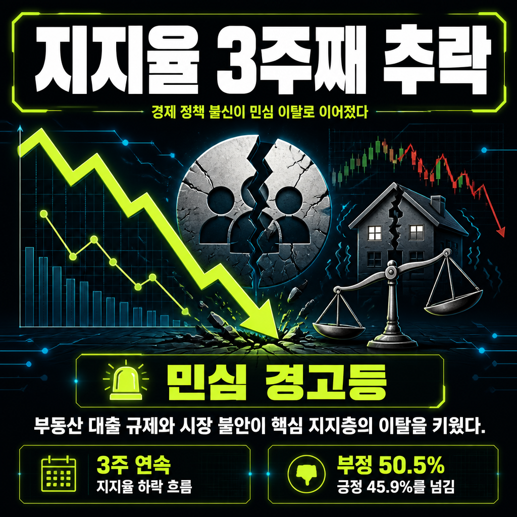 지지율 3주째 추락