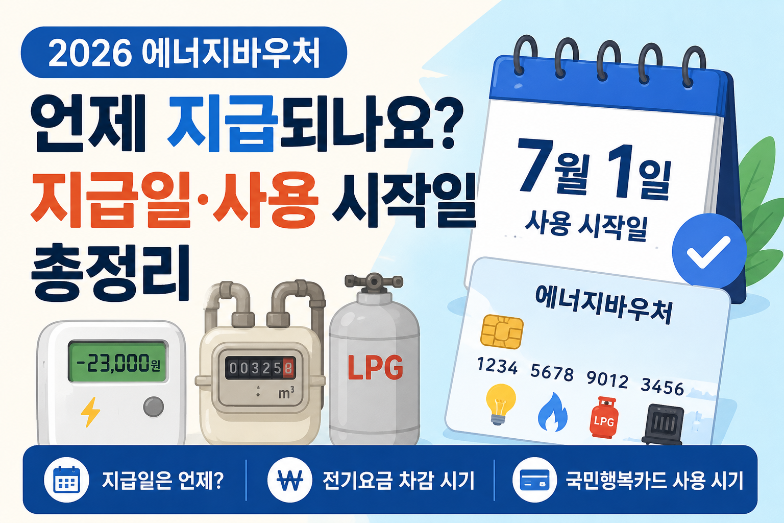 2026 에너지바우처 지급일 사용 시작일 전기요금 차감 국민행복카드 사용 안내