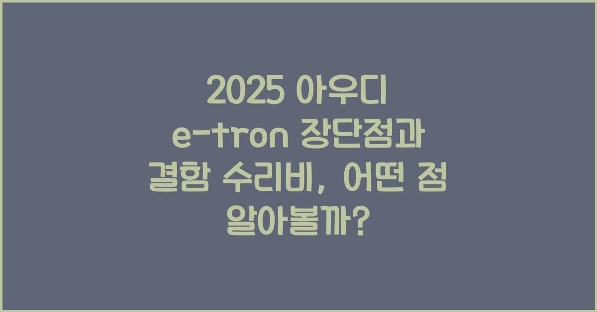 2025 아우디 e-tron 장단점 결함 수리비