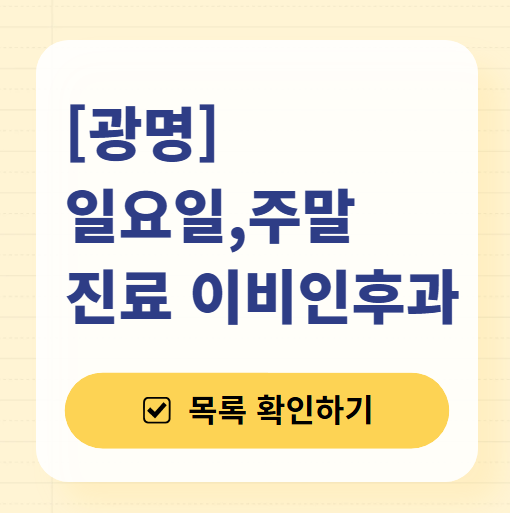 광명 일요일 문 여는 이비인후과 목록 ❘ 토요일 공휴일 주말 진료 병원 찾기
