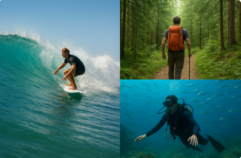 서핑, 하이킹, 스쿠버 관련 이미지