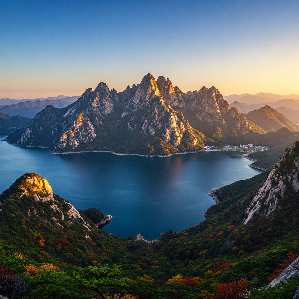 옥순봉 (Oksunbong Peaks): 제천시 청풍호 위에 우뚝 솟은 기암괴석 봉우리