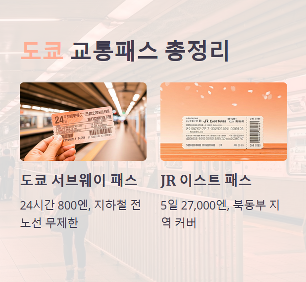 도쿄 &amp; 수도권 – 도쿄 서브웨이 패스 / JR 이스트 패스