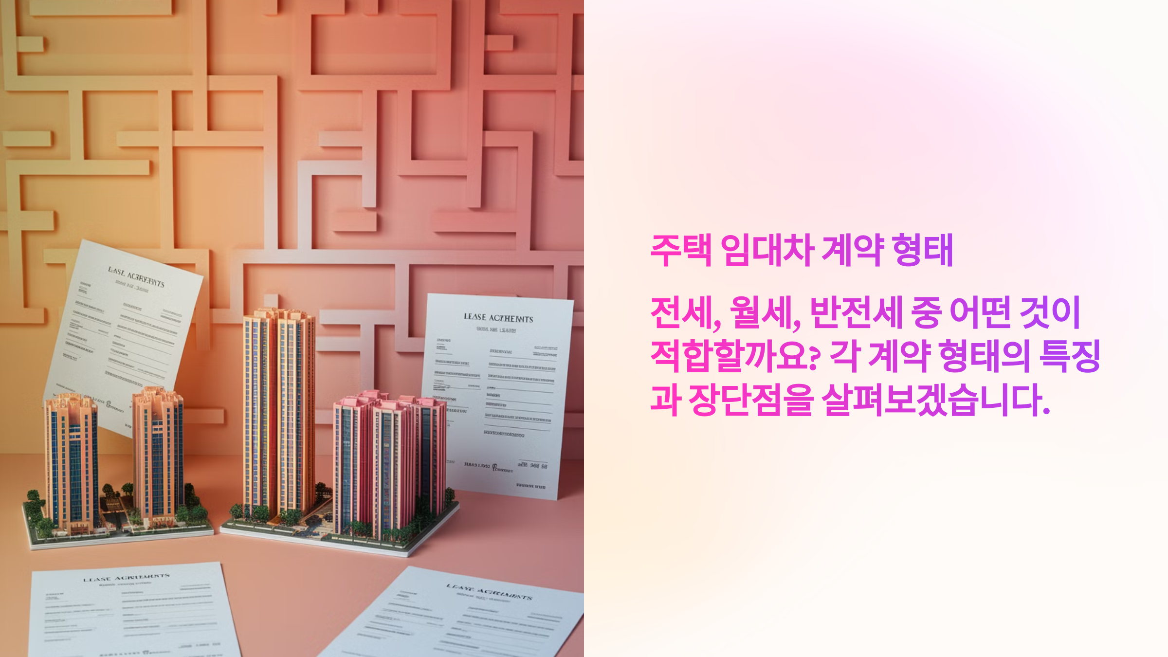 주택 임대차 계약 형태 전세 월세 반전세 중 어떤 것이 적합할까요 각 계약 형태의 특징