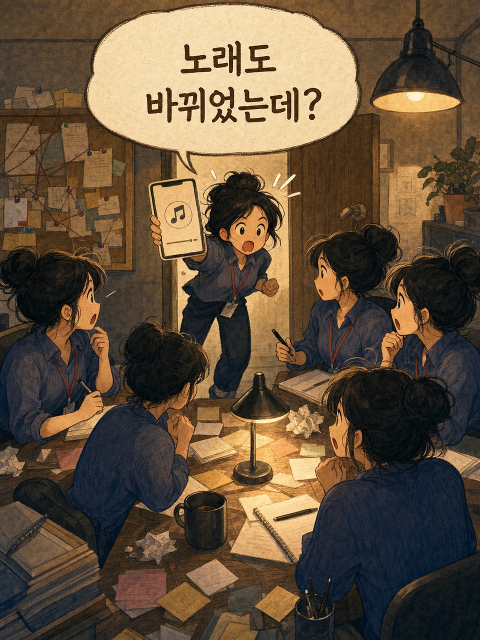프로필뮤직 변경을 새 증거로 가져오는 장면