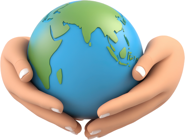 두 손으로 소중하게 감싸 쥐고 있는 지구의 모습. 기후 위기 속에서 야구라는 스포츠 생태계를 보호하고 변화하는 환경에 적응해야 하는 지구 온난화와 야구의 상관관계를 상징함.