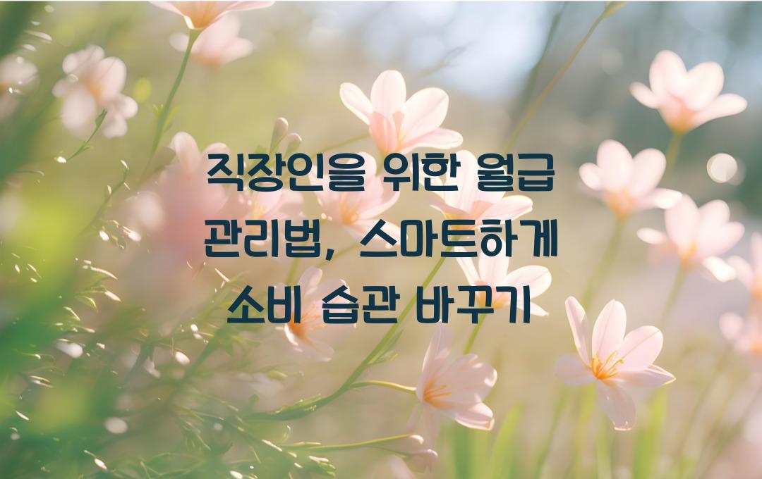직장인을 위한 월급 관리법: 소비 습관을 바꿔 돈 모으는 방법