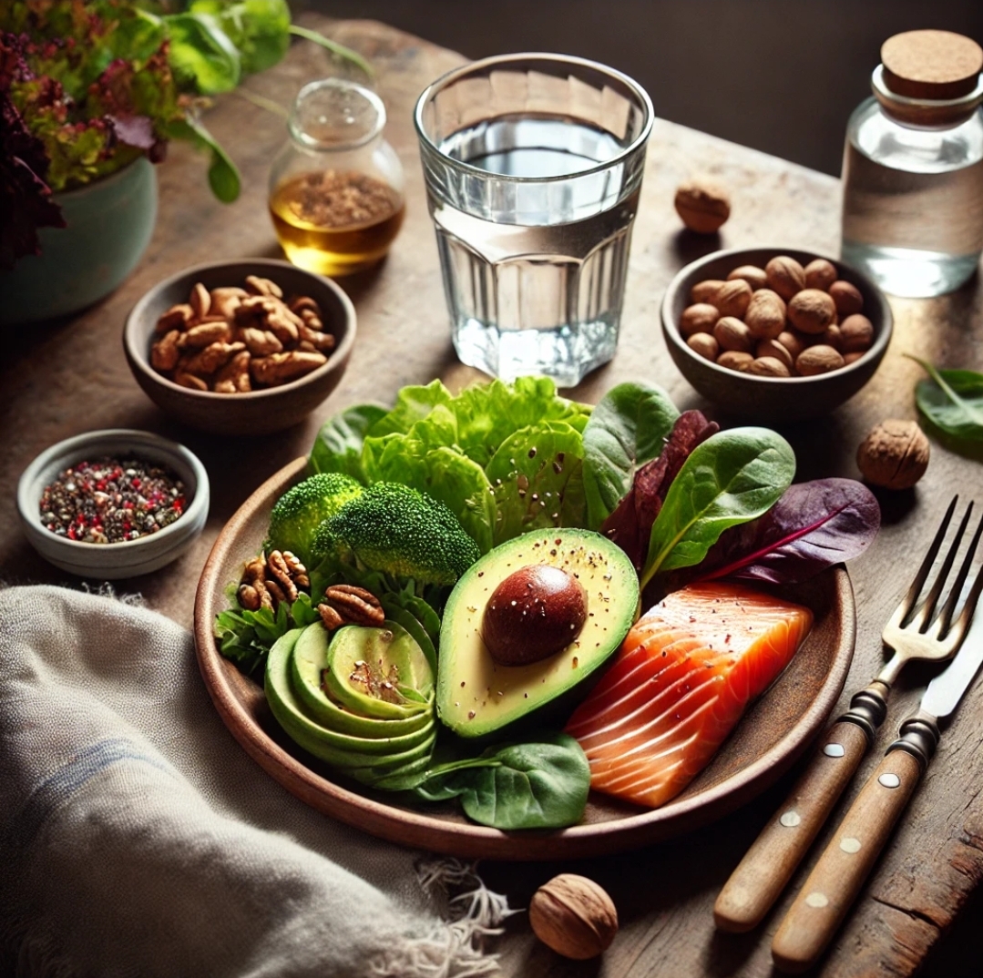 건강한 식습관과 정신 건강의 연관성을 잘 보여주는 따뜻하고 균형 잡힌 식사의 이미지