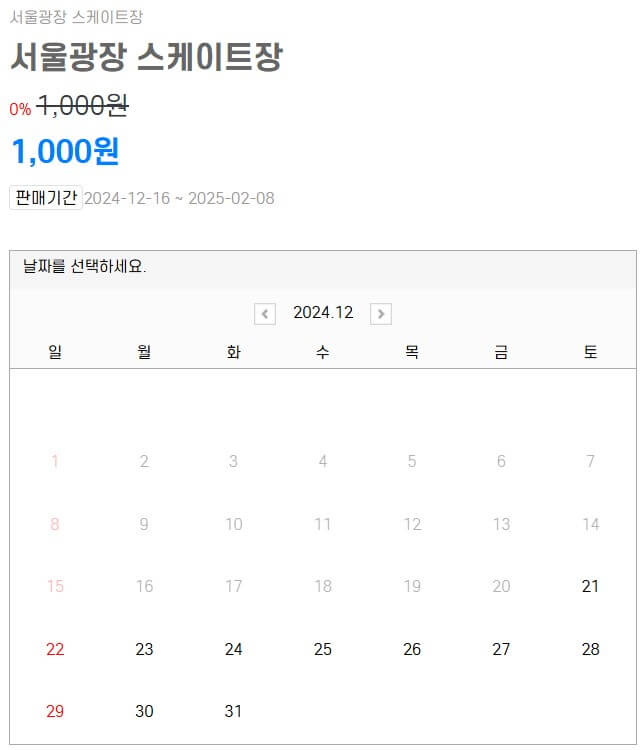 2024 서울광장 스케이트장 예매하기