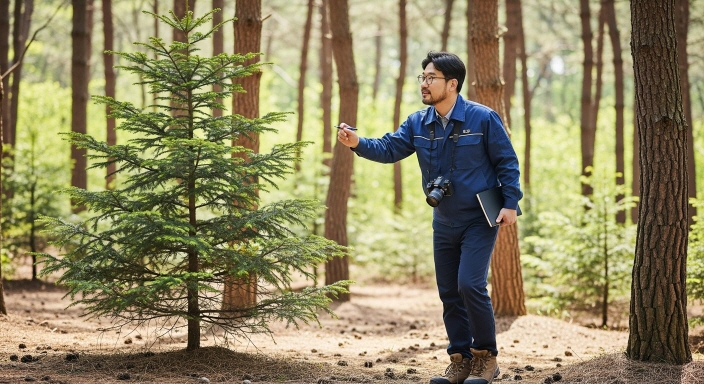 산림환경을 점검하는 공무원