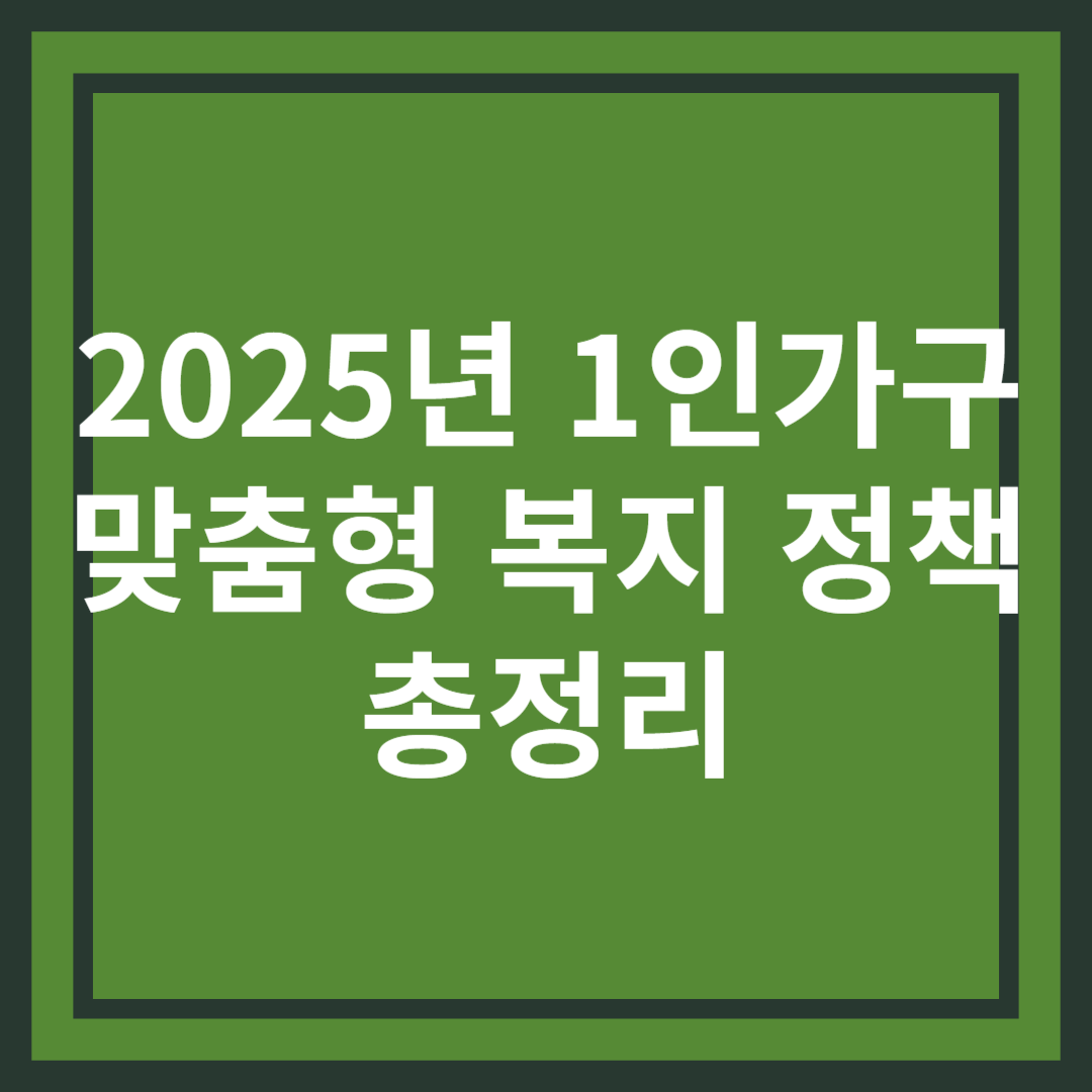 2025년 1인 가구 맞춤형 복지 정책 총정리!