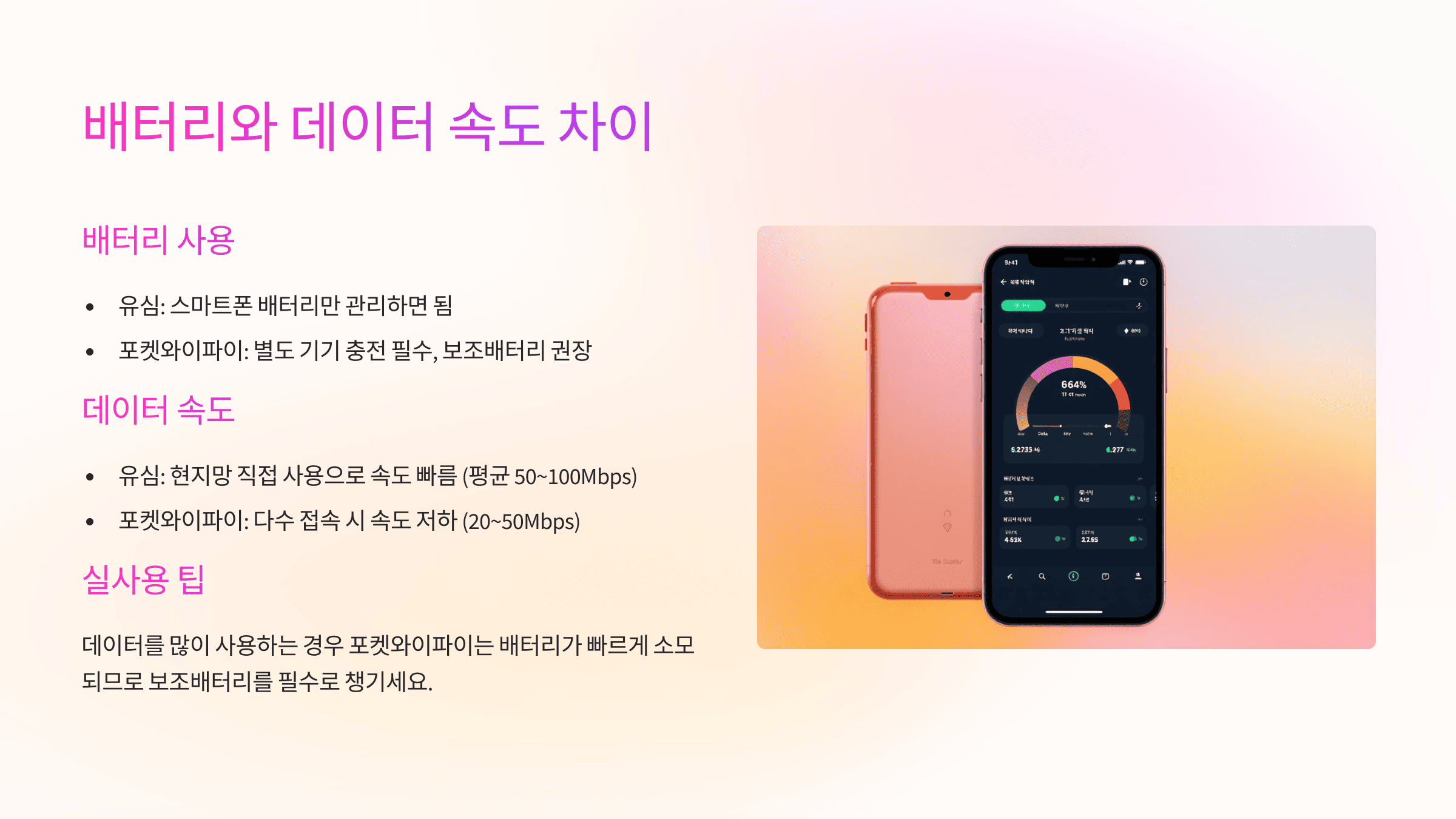 배터리와 데이터 속도 차이